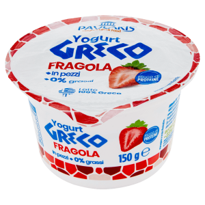 Yogurt greco alla fragola 0%: fresco, cremoso e senza grassi, perfetto per il food service.